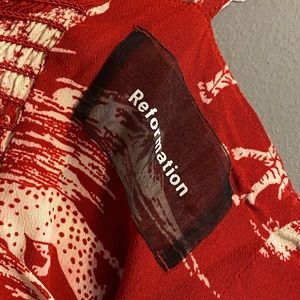 Reformation Red Africa Patterned Dress